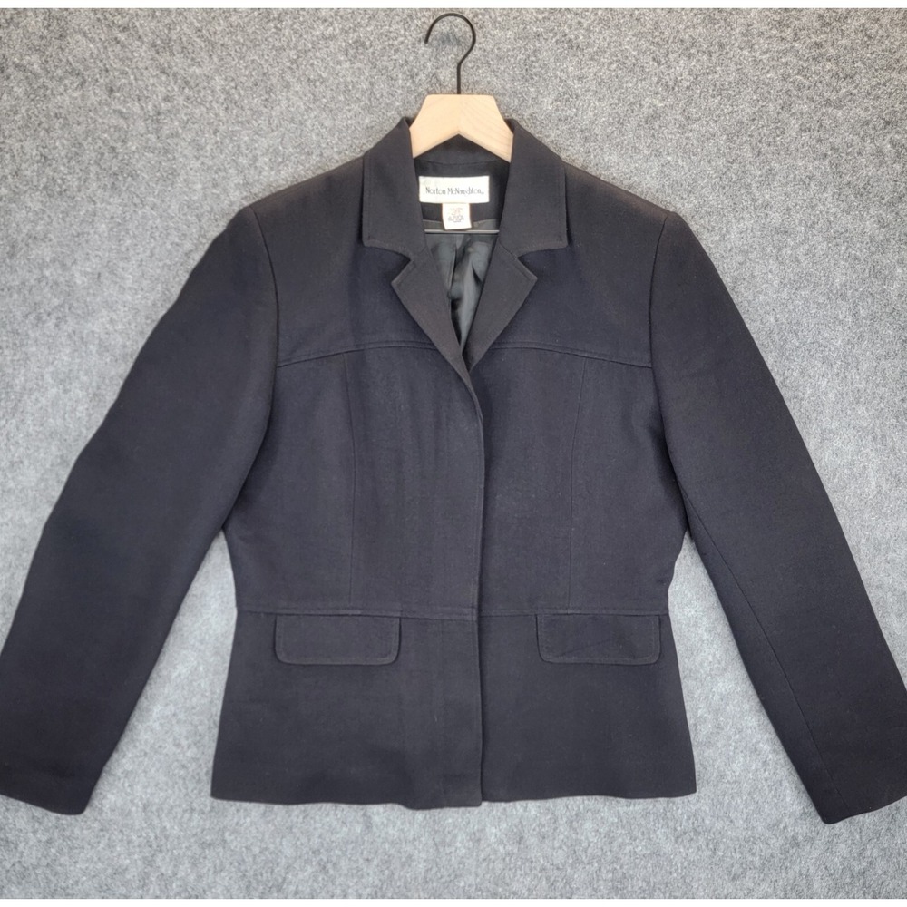 Norton McNaughton Blazer Womens 8‎ Black Hudson Peplum Fitted Button Vintage